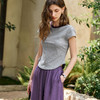 OLrain欧芮儿灰色修身上衣紫色慵懒风裤子女夏季2025新款两件套装 商品缩略图1