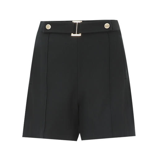 EITIE爱特爱夏季新款简约高腰显瘦黑色直筒休闲舒适短裤7805503 商品图5