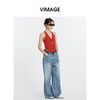 VIMAGE纬漫纪慵懒感休闲港风无袖挂脖针织吊带上衣2025夏季新款V2301933 商品缩略图2