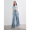 三彩独醒2025夏季新款纯棉牛仔裤休闲破洞宽松高腰阔腿裤长裤F 商品缩略图1