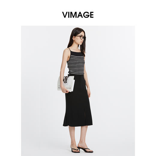 VIMAGE纬漫纪秋季新款高腰显瘦气质时尚通勤鱼尾半身裙VC2406402 商品图2