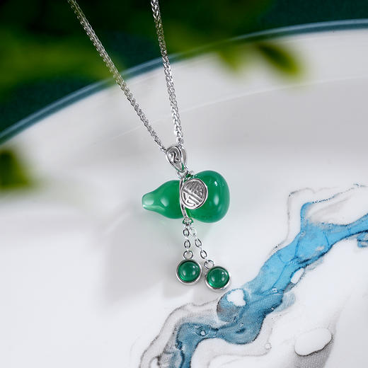 子佩集S925银【葫芦欢颜】套链【TL015469】纯银绿玉髓福项链2504 商品图1