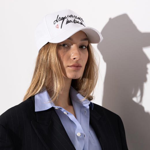 DSQUARED2 女士签名徽标刺绣棉质棒球帽 白色 BCW0165 05C00001 1062 商品图3