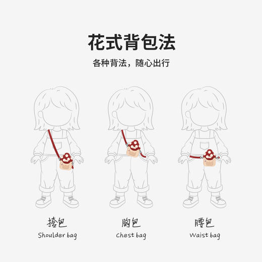 zoyzoii  B39 儿童蘑菇斜挎包 儿童斜挎包女童包包宝宝外出旅游小背包小孩可爱腰包男童2-6岁 商品图2