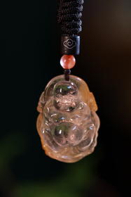 孤品 | 黄兔毛弥勒吊坠高约3.8cm【器悟雅玩】