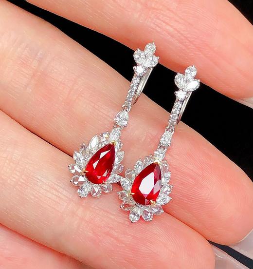 1.43ct刻面红宝石耳坠 商品图3