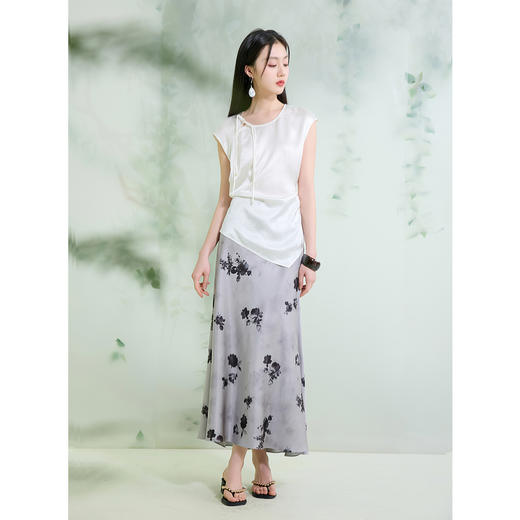 三彩【星河清梦】2025夏季新款新中式醋酸衬衫不规则盘扣小衫C 商品图3