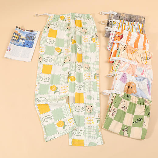 自然醒薄荷家居服孕妇睡裤女士长裤纯棉夏季全棉夏天长款可调节月子产后薄款家居裤QH 商品图1