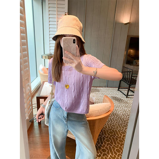 <曾小咸推荐>4.4现货秒杀 ！微信超特价！3色镂空针织短袖t 日常109.99/件 立减50 秒杀59.99/件！！ 商品图2