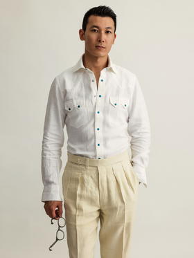 100Hands Western Shirt 白色亚麻衬衫
