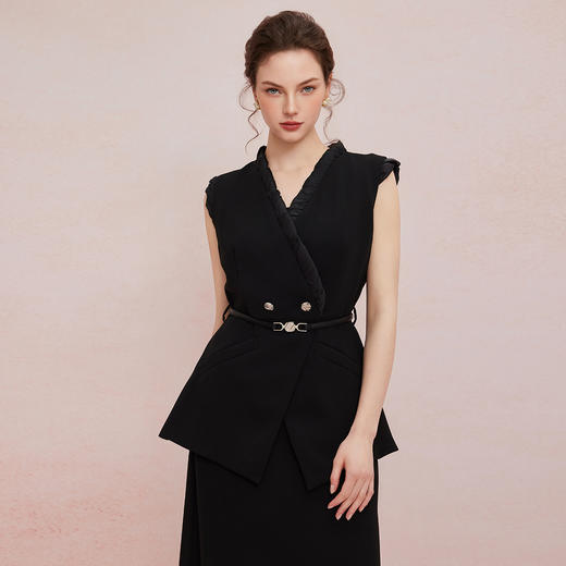QF501斯尔丽25新款时尚气质显瘦百搭马甲配阔腿裤两件套女套装 商品图2