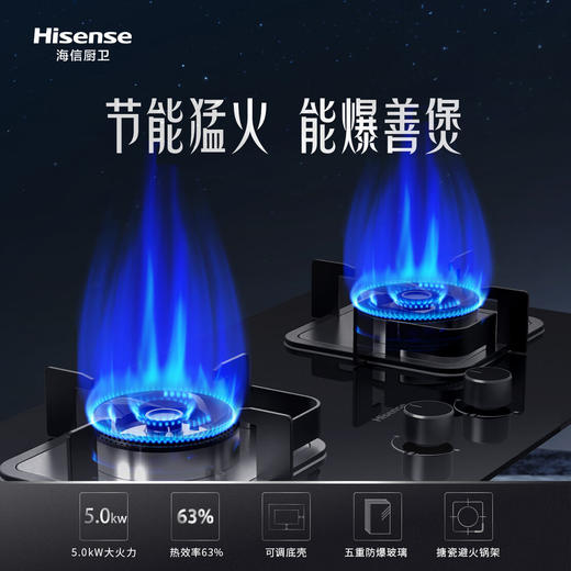 海信（Hisense）燃气灶_双灶家用_天然气灶双灶具_5.0kW_家用猛火灶_点火即燃_双灶台嵌两用全进风JZT-B308 商品图0