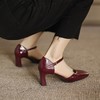 手工女鞋一字带高跟鞋女不累脚高级感复古方头浅口凉鞋6.5CM 商品缩略图3