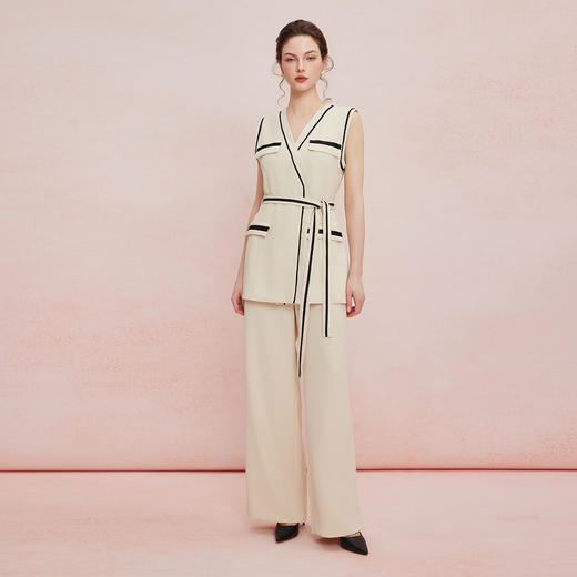 QF400斯尔丽25新款时尚气质显瘦百搭马甲配阔腿裤两件套女套装 商品图3