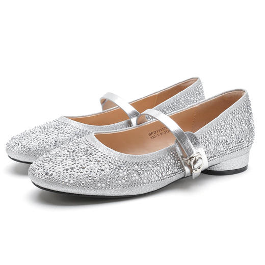 品质好货|Safiya/索菲娅2025气质简约水钻星闪浅口平跟玛丽珍单鞋SFD1111745 商品图5