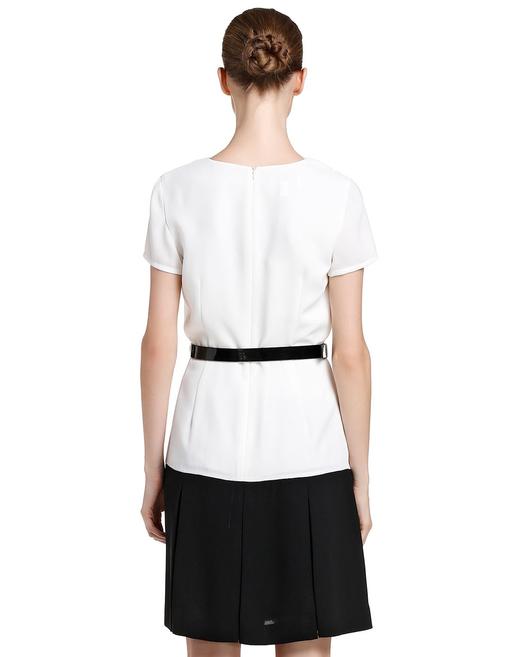 JOAN&DAVID 白/黑色V领素雅拼接短袖连衣裙 商品图2