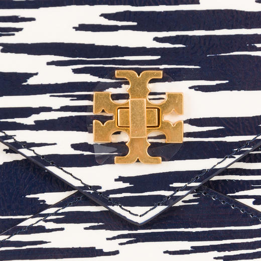 190041730834 汤丽柏琦Tory Burch 女士时尚潮流拼接金色LOGO牛皮多卡位金属扣信封包钱包（长约22cm 高约13cm） 商品图2