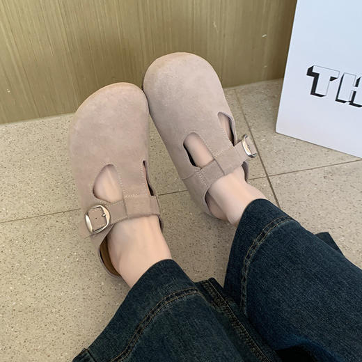 2025新款勃肯拖鞋！复古T字扣包头半拖加肥加宽大码女鞋！ 商品图2