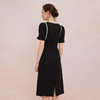 QF846斯尔丽25新款法式浪漫圆领撞色滚边显肩窄高级白领气质款连衣裙 商品缩略图1