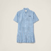 MIU-SK 色织蓝格纹短袖连衣裙 商品缩略图0