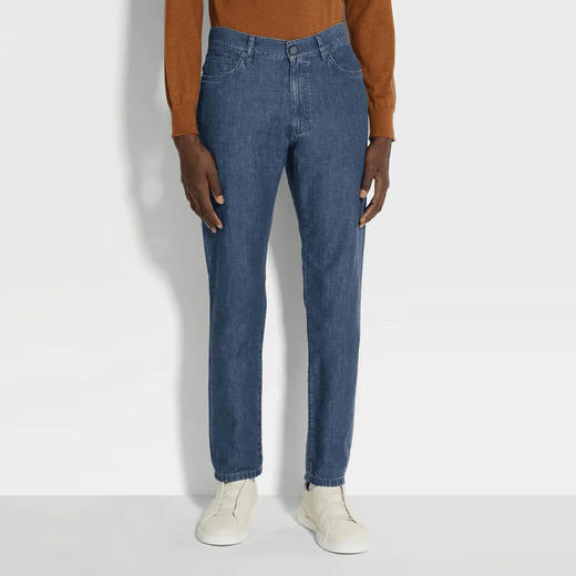 ZEGNA 杰尼亚 男士棉麻 ROCCIA 休闲牛仔裤 蓝色 UFIJ4A9 CITY 003 商品图1