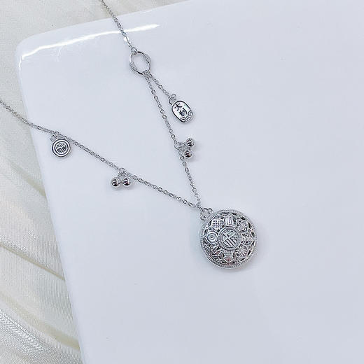 【限时8.8折】【线上铂金馆】PT950 #八宝罗盘 铂金空心调节大吉大利福牌项链八方祥瑞圆满福字罗盘套链(PTTL00086)预售产品下单后不退款不退货不换货不补差价) 商品图3