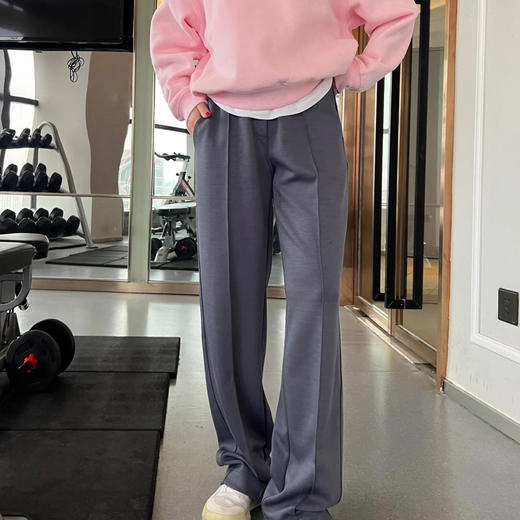 洛诗琳12936新款高端砂洗中缝设计感高腰直筒长裤240539 商品图2