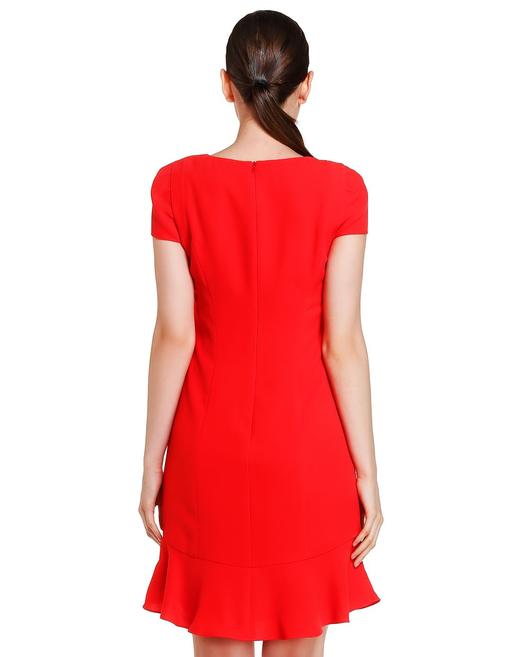4894415518023  JOAN&DAVID  橙红色简洁知性气质短袖连衣裙 商品图1