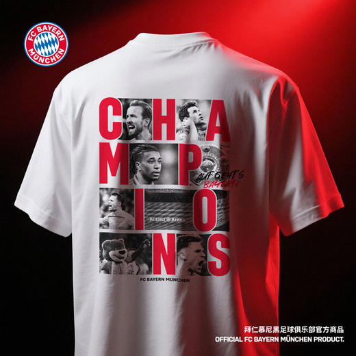 【官方正版】拜仁慕尼黑足球俱乐部丨纪念群像T恤夏季透气休闲短袖球员头像 商品图1