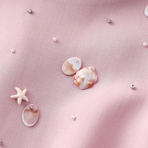 【高货wl】全新升级【铂金会员330/天猫439/差价109】(01031) 洛诗琳轻奢重工钉钻贝壳圆领鱼尾裙时尚气质短袖连衣裙 商品图2