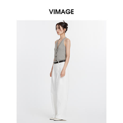 VIMAGE纬漫纪慵懒感休闲港风无袖挂脖针织吊带上衣2025夏季新款V2301933 商品图8