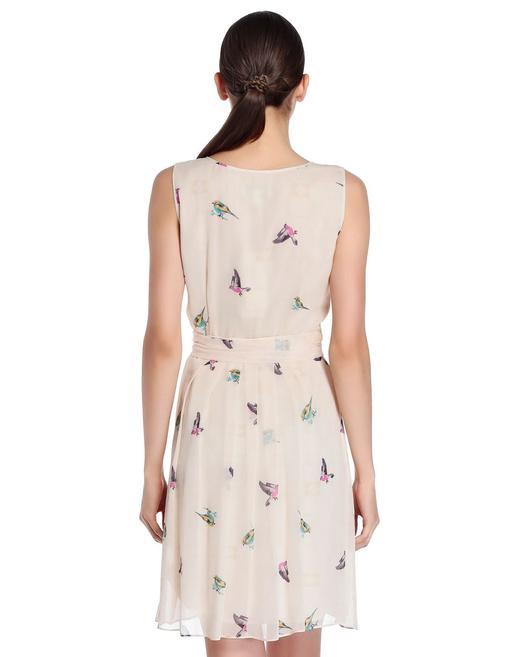 4894415333978  JOAN&DAVID 米杏色甜美清新印花无袖连衣裙 商品图1