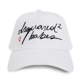 DSQUARED2 女士签名徽标刺绣棉质棒球帽 白色 BCW0165 05C00001 1062