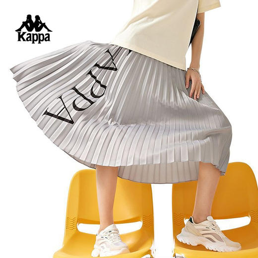 Kappa卡帕复古长裙女夏高腰百褶裙A字大摆伞裙K0D42QQ03 商品图0