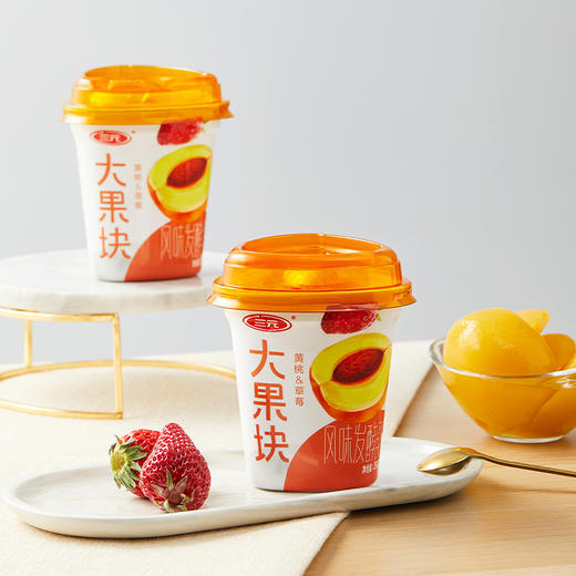 【快递到家-低温】大果块草莓+黄桃风味酪乳260g*6 商品图5
