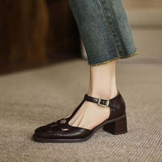 手工女鞋包头粗跟凉鞋女夏外穿软底软面真皮镂空罗马鞋子5CM 商品图2