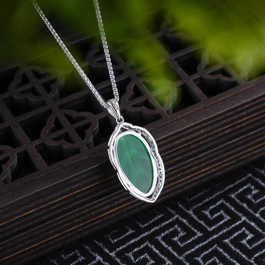 子佩集S925银【一叶幽梦】套链【TL015468】纯银绿玉髓叶子树叶绿叶项链2504 商品图2