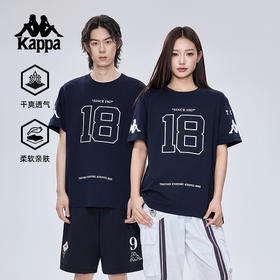 Kappa卡帕背靠背2025新款夏季运动短袖情侣款复古纯棉t恤透气上衣KPCJBTD13