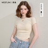西遇圆领短袖t恤女新款休闲纯色修身内搭正肩短款上衣SS150224 商品缩略图1