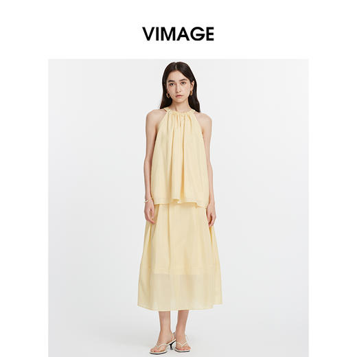 VIMAGE纬漫纪夏季新款舒适柔软通勤高腰半身裙V2106726 商品图1