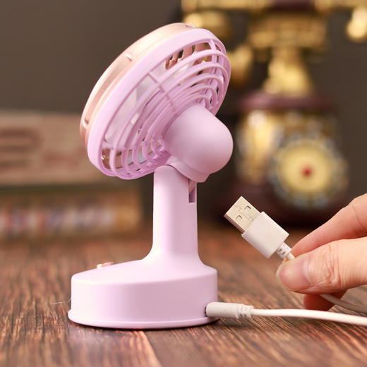 【经典复古❗桌面风扇】沉浸式3D立体一档风，更柔和告别久吹头痛，室内形成持续微风，带动空气流通，避免直吹，USB充电式圆头90度倾斜可调角度台式风扇QQ 商品图3