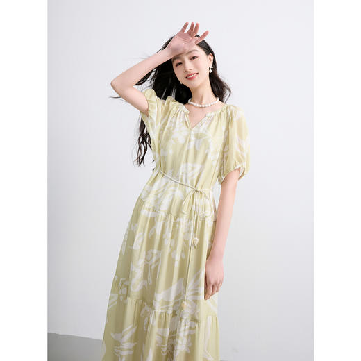 【莱赛尔+亚麻】三彩2025夏季新款连衣裙两件套灯笼袖A字裙长裙度假S 商品图2