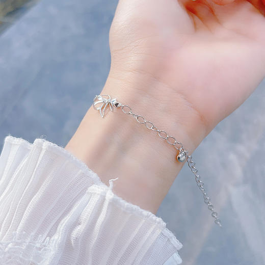 【限时8.8折】【线上铂金馆】PT950 #520  #在逃公主 【国际铂金协会】铂金空心双层绕线爱心吊饰甜心蝴蝶结AB链调节手链(ACPTSL00008)预售产品下单后不退款不退货不换货不补差价) 商品图1