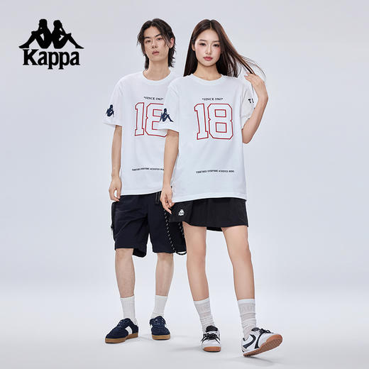 Kappa卡帕背靠背2025新款夏季运动短袖情侣款复古纯棉t恤透气上衣KPCJBTD13 商品图4