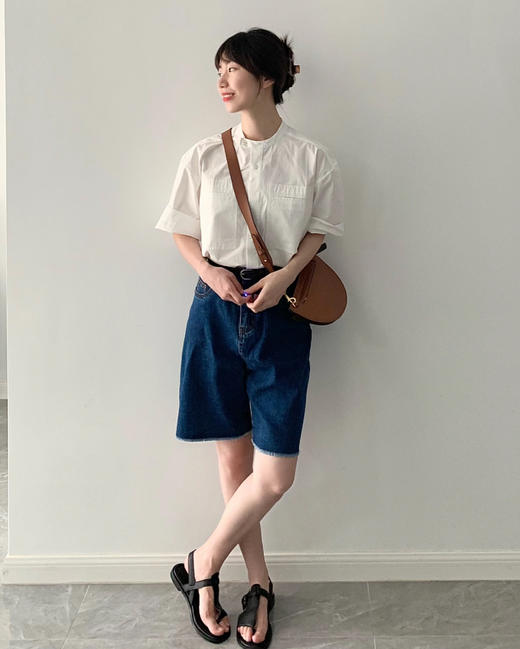 老米优品🎈3-5天！韩代同款 ，送皮带！自留款《纸片人石墨牛仔五分裤》利落裁剪，无敌显瘦显高，品质nice~ K250429A 商品图5