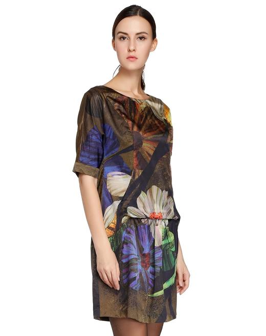 A1113440102  玛丝菲尔Marisfrolg 玛丝菲尔Marisfrolg 紫/多色印花优雅中袖长款上衣 商品图2