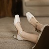 手工女鞋一字带高跟鞋女不累脚高级感复古方头浅口凉鞋6.5CM 商品缩略图4