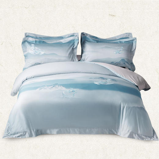 多喜爱IP款 山海经 60S贡缎长绒棉四件套（昭瑶 山海静遇 山灵曼路  山川意境  云海文鳐  青莲云鳐 云深之处  夜阑谣  墨色江山） 商品图3