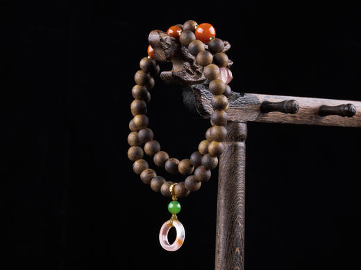 XY0306沉香+南红冰飘跑环坠双圈 商品图8