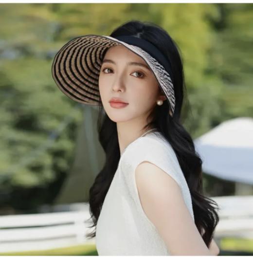 👛宝子们！挖到一款超绝的遮阳神器🌿—— 💥经典条纹可折叠发箍遮阳空顶帽！ 🌷最近每天出门都靠它续命，👊防晒又时髦，真的一整个爱住！ 商品图3